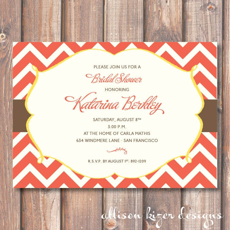 Chevron Stripes Printable Bridal Shower Invitation