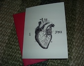 I heart you - single stamped card  // valentine // available in sets of 4, 10 and more