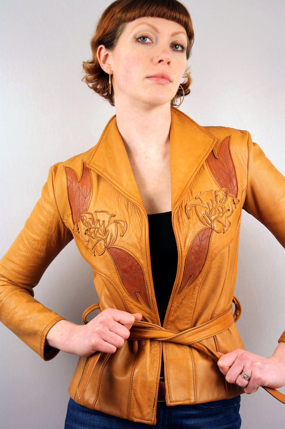 1970s East West Leather Jacket Tiny Fit RNR Vintage Del Rosa