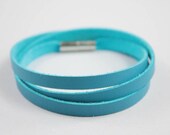 turquoise leather wrap magnetic bracelet t68