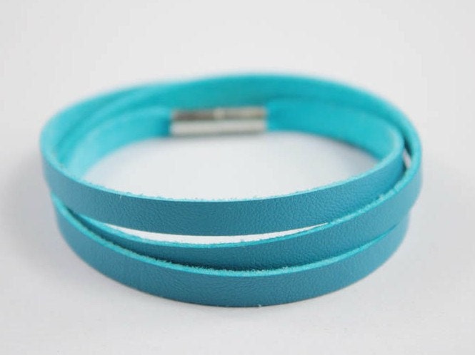 turquoise leather wrap magnetic bracelet t68