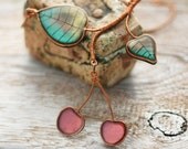 Cherries necklace -Polymer clay and wire wrapped