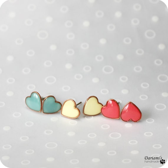 All moods earrings set - mint green, coral, pale yellow