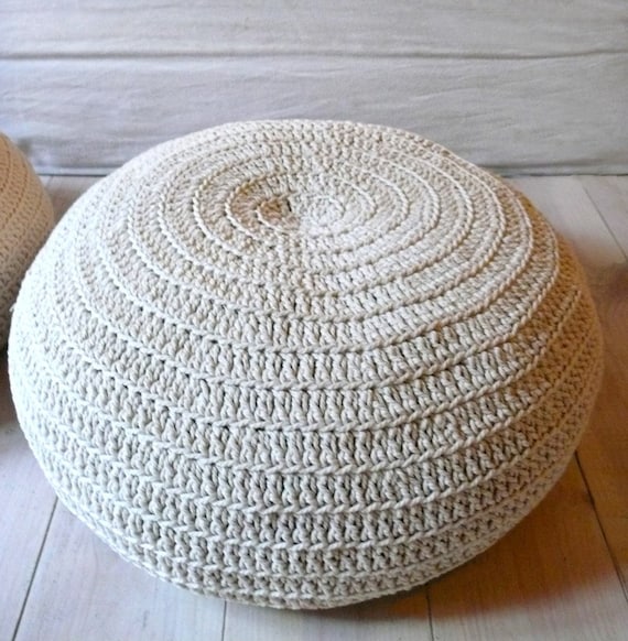Floor Cushion Crochet ecru by lacasadecoto on Etsy