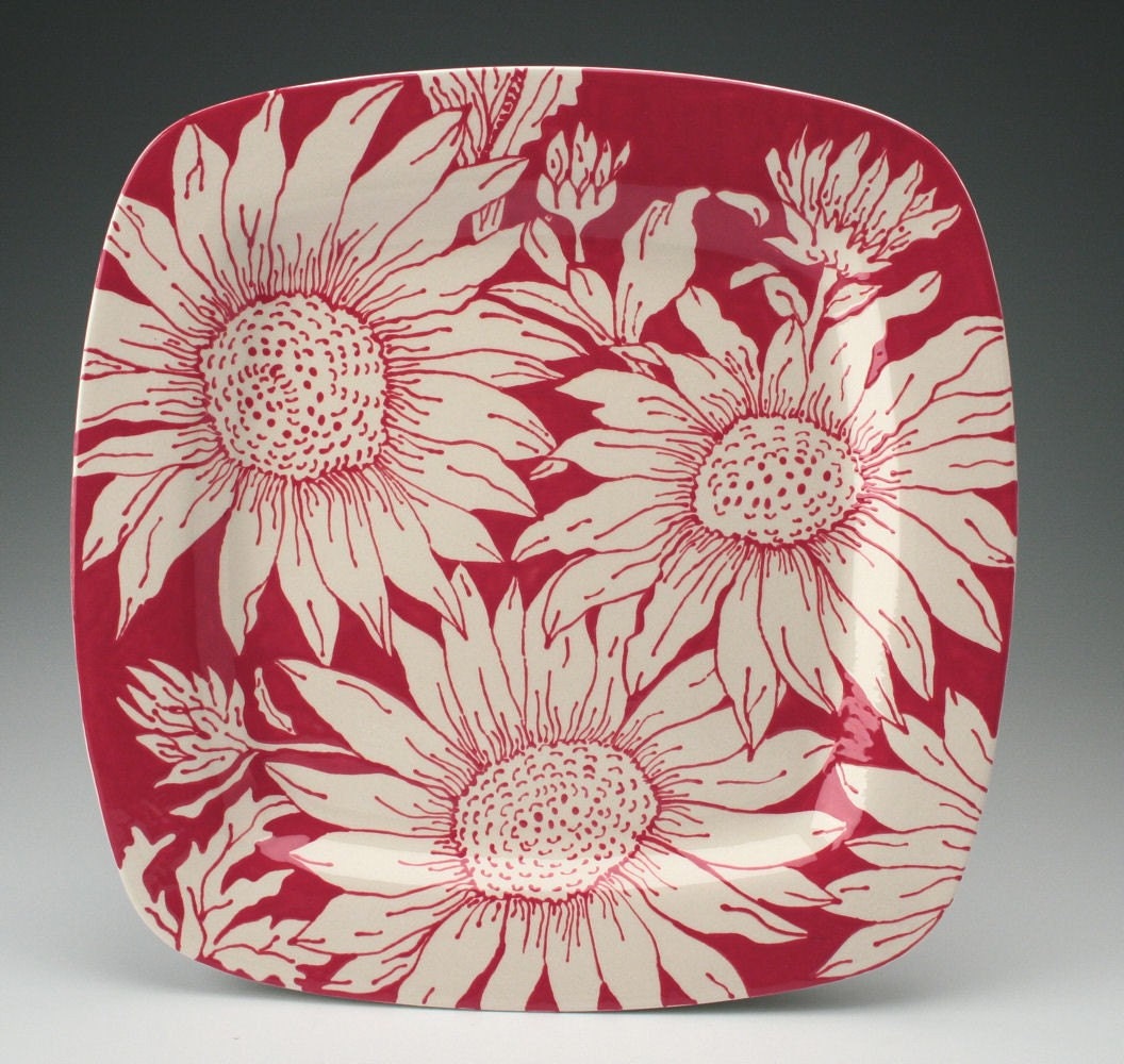 Red Sunflower Platter
