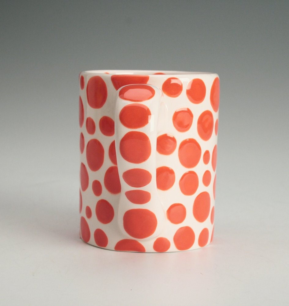 Orange Polka Dots Mug - There are Dots on My Mug - Hand Painted