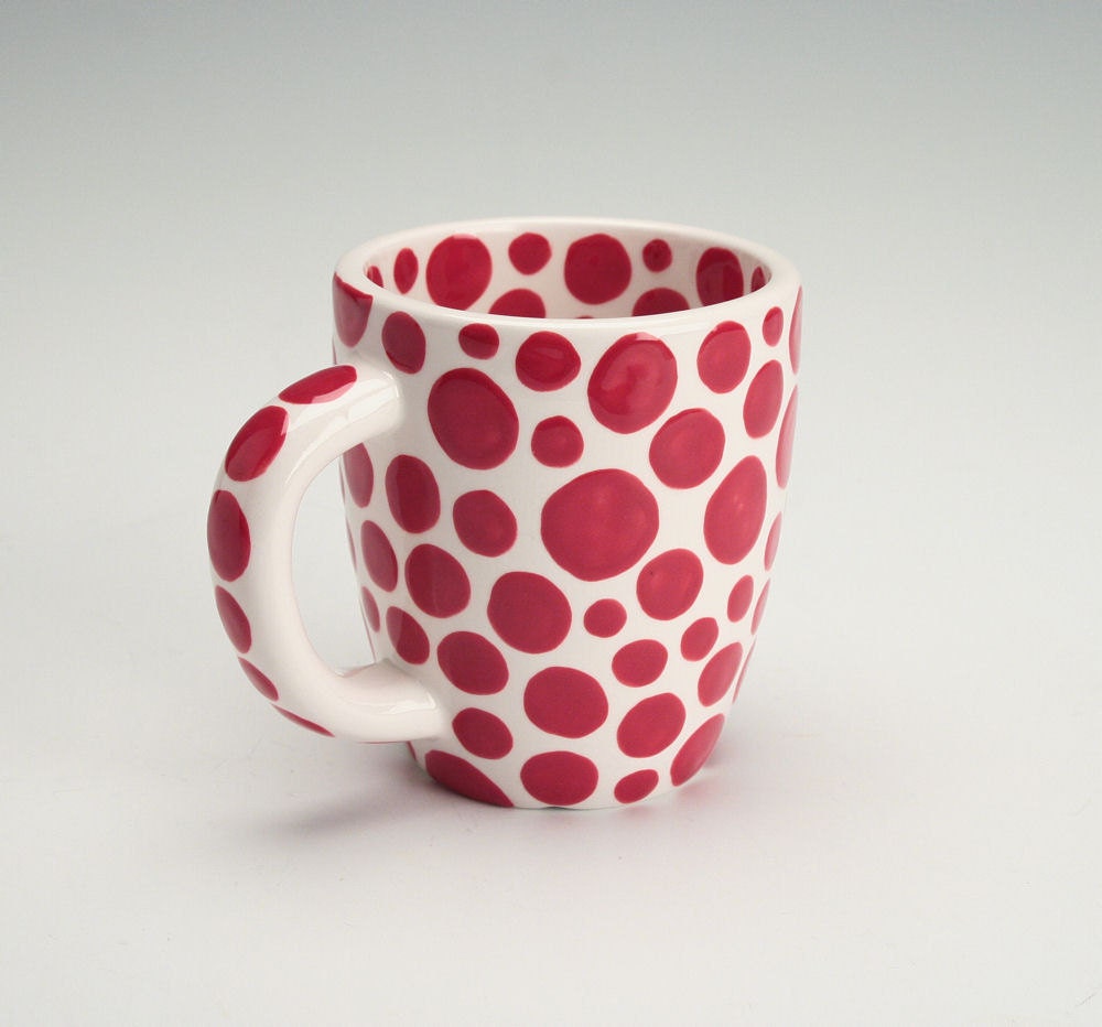 Red Polka Dots Mug There Are Dots On My Mug Hand Painted