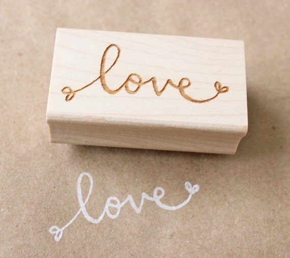 love wooden rubber stamp - valentines day