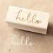 cursive hello wooden rubber stamp