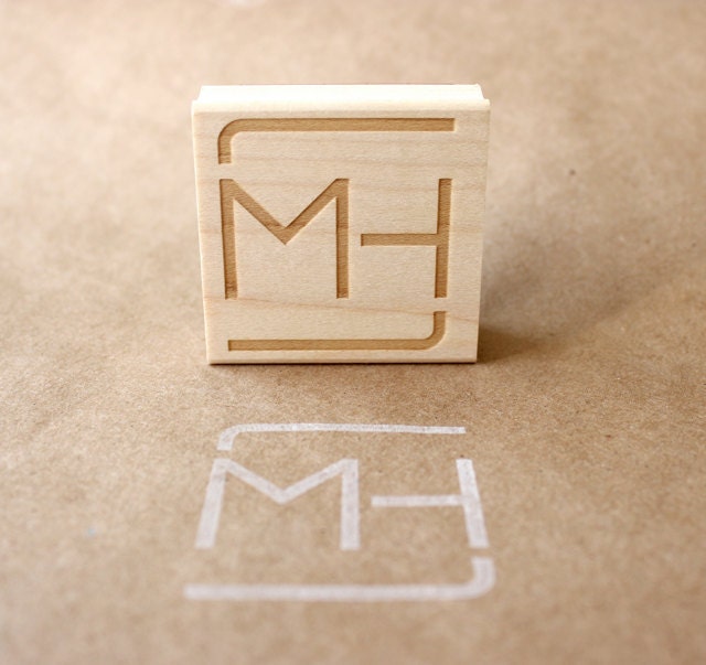 custom / personalized name wooden rubber stamp
