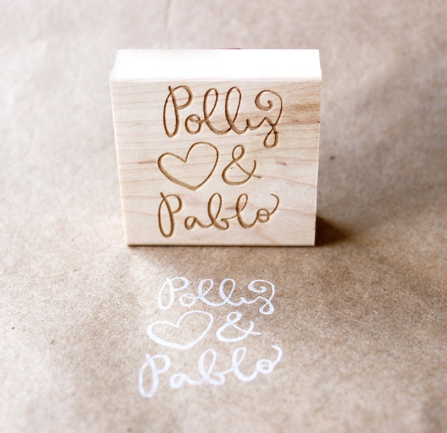 reserved for kelsey - custom / personalized couple wedding wooden rubber stamp