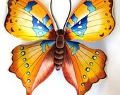Gold Butterfly Metal Wall Decor- 21" Hand Painted Garden Art - Recycled Steel Drums - 513-21-GL