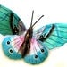 Aqua Butterfly Metal Wall Decor- 22" Painted Outdoor Garden Art - Recycled Steel Drums - 516-22-AQ