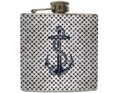 Retro Navy Nautical Anchor Flask Ocean Beach Wedding Groomsmen Birthday Gift Stainless Steel 6 oz Liquor Hip Flask LC-1003