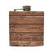 Distressed Brown Old Barn Wood Whiskey Flask Groomsmen Birthday Gift Not Real Wood Stainless Steel 6 oz Liquor Hip Flask LC-1106