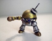Stumpy Cute Domed Head Retro Robot Multi Colored METALLIC Version Wood Statue Detailed Figure