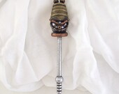 Angry Utopian Soldier Head Hobby Horse Wood Pendant Christmas Tree Ornament Dangle