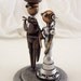 Small or CUPCAKE Elegant Robots Wood Wedding Cake Topper Space Princess Bride and Groom Top Hat Tails
