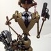Robot Wedding Cake Topper Ninja CIA Agent Wood Miniature Sculpture