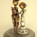 Robot Wedding Cake Topper Elegant Space Princess Bride Groom Top Hat Tails Wood Steampunk Statues