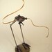 Steampunk Bipedal Chicken Walker War Machine with Pilot Victorian Wood Miniature on Base