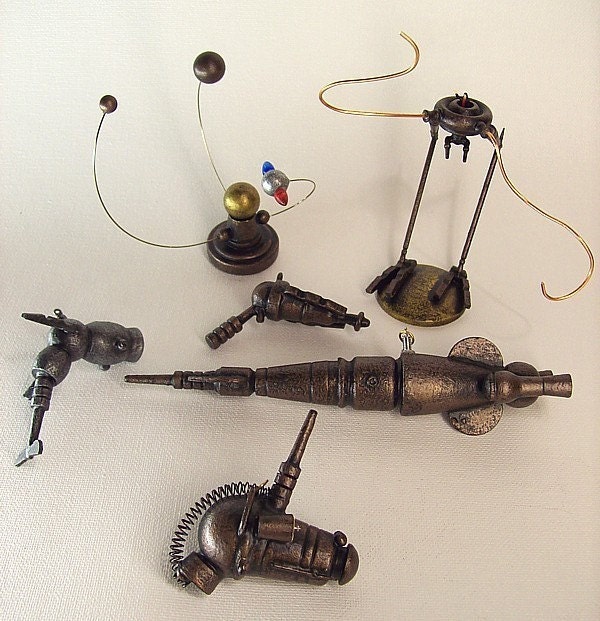 Steampunk Bipedal Chicken Walker War Machine with Pilot Victorian Wood Miniature on Base