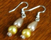 Sassy Pink and Gold Pearl Dangly Earrings