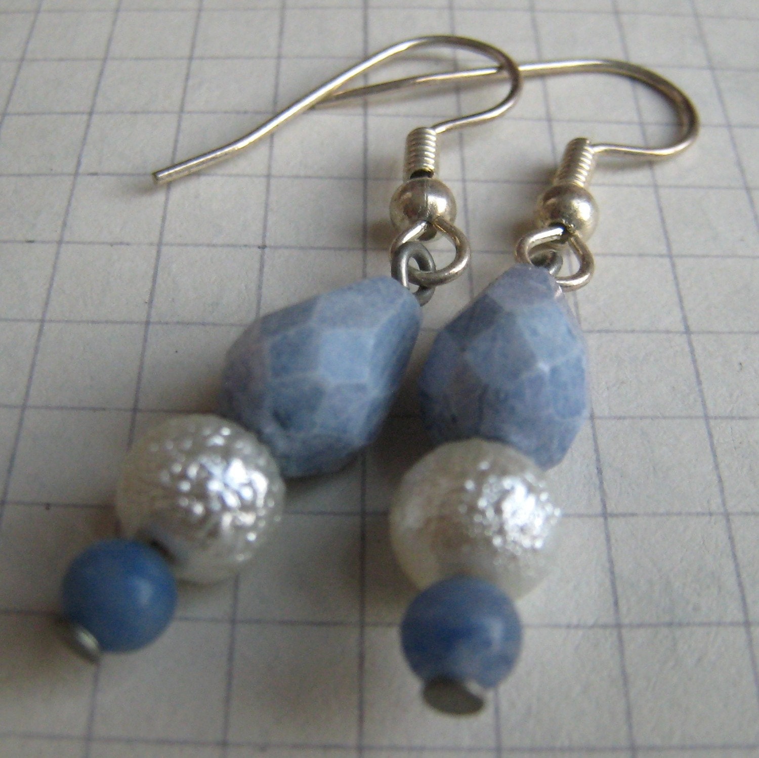 Sophisticated Sky Blue and Silver Dangly Earrings