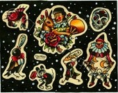 Tattoo Flash with Birds n Clowns n Trouble