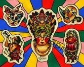 Fortune Teller n Flip Girls n Skulls Tattoo Flash