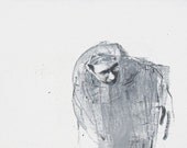 Extra Large Contemporary Figurative Art, minimal abstract figure painting, 48 x 30", original canvas by Derek Overfield