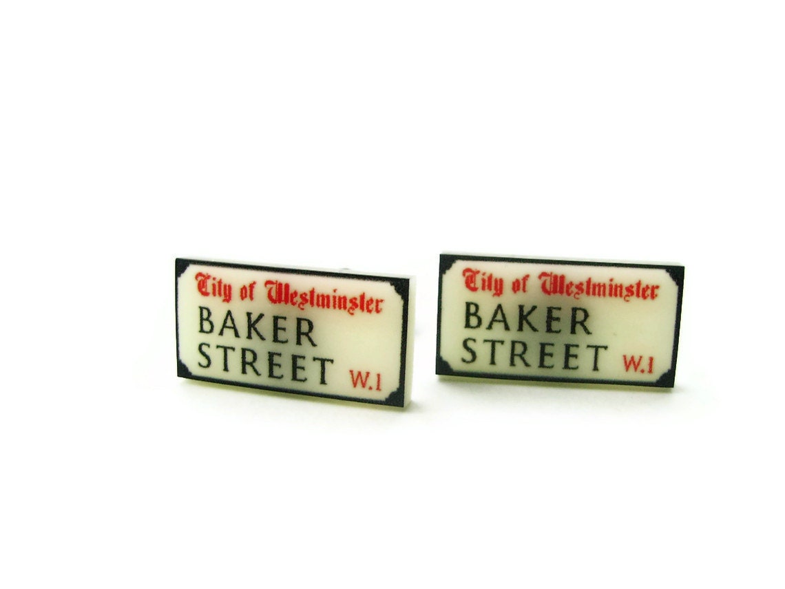 London Street Sign Cuff Links British Sherlock Holmes Vintage Styled - BAKER STREET - Limited Ed - Men Gift Etsy Uk - Last Pair