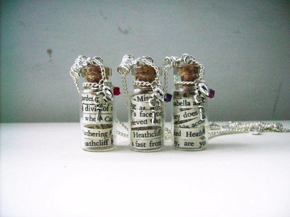Wuthering Heights Necklace with Swarovski Crystal - A BOTTLE Of WUTHERING Heights - s plated chain - Last One Etsy uk