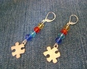 Autism Awareness Earrings with Puzzle Piece Charms