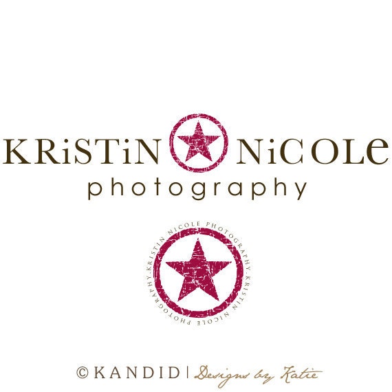 Premade Star Logo and  Watermark With Extra Accent Element- Photography Logo