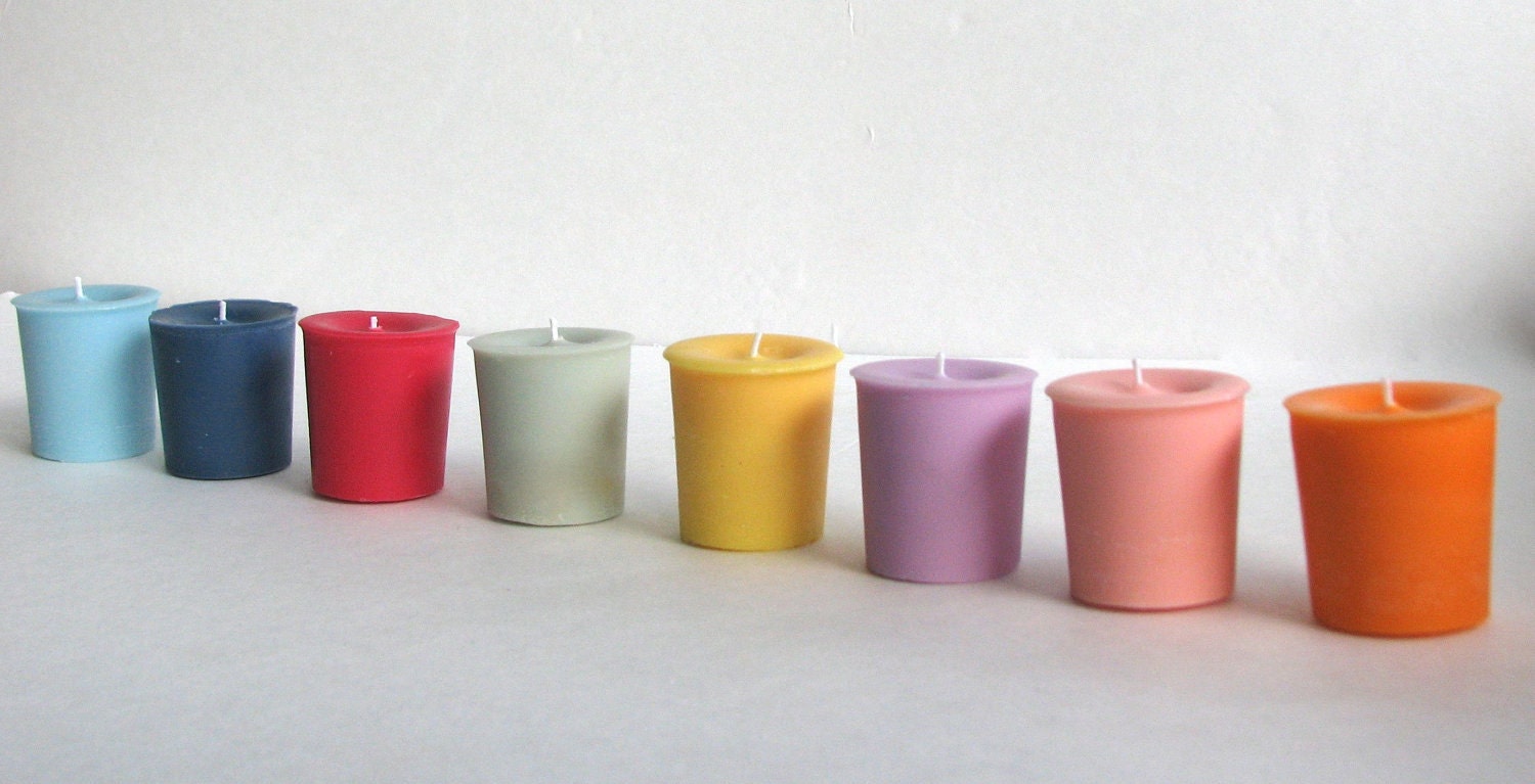 Colored Soy Votive Candles 8 Dyed- Fragrance Free