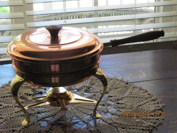 Tagus Copperware Chafing Dish Fondue Pot by 47thHeaven on Etsy