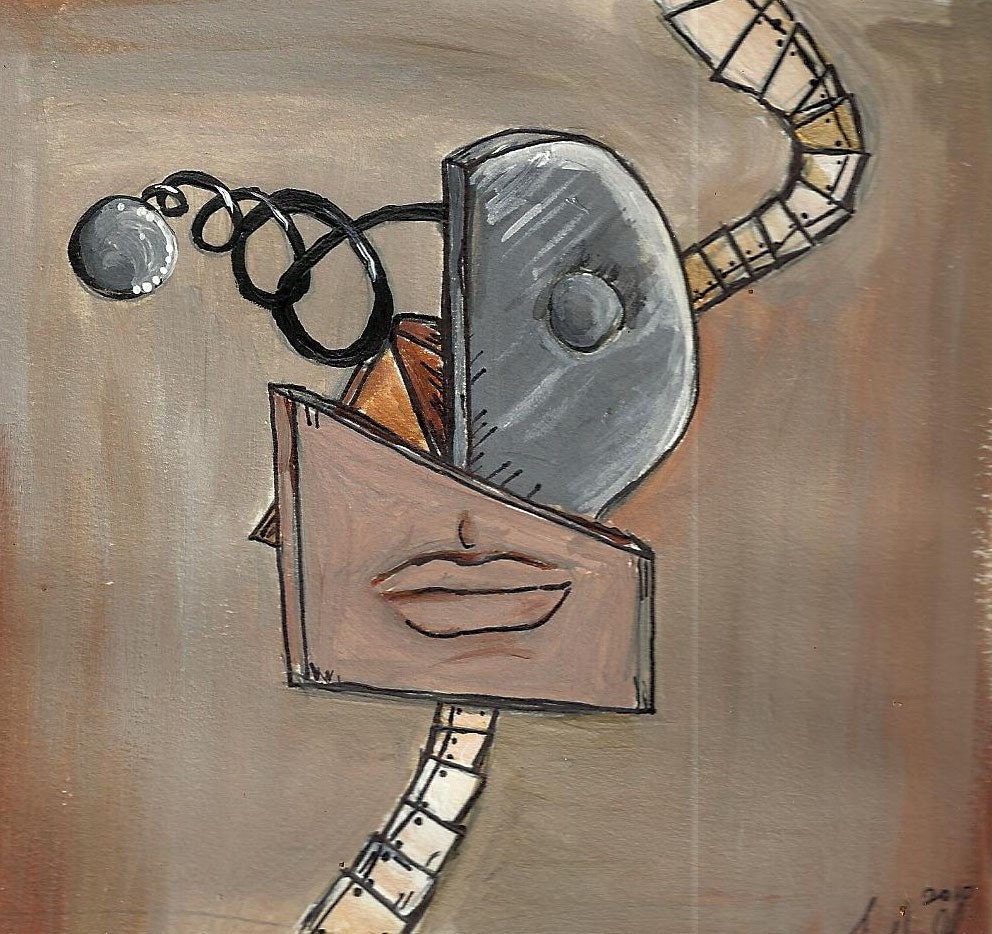 Tiny Original Surreal Art "Springform" framed painting by Amanda Christine