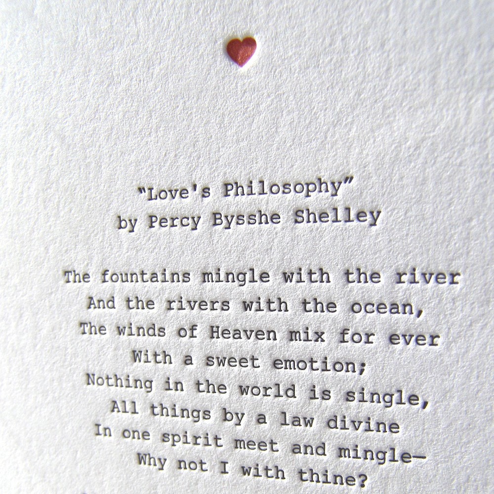 Letterpress Note Card - Love Poetry (Shelley)