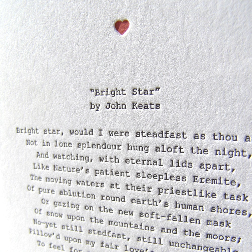 Letterpress Note Card - Love Poetry (Keats)