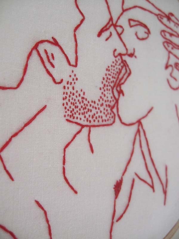 Hand Embroidered Naughty Boy-Boy Redwork - Not Your Grandmother's Embroidery - Free Shipping to any USA Location