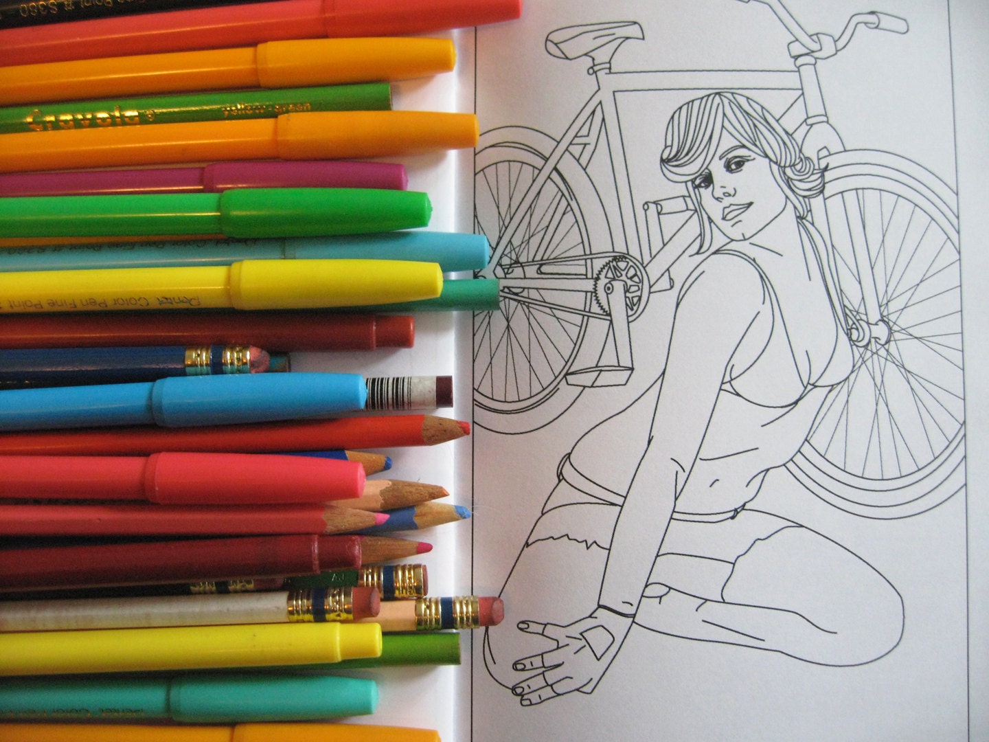 Girls On Bikes - Pin-Up Girl Art Coloring Book for Bike Lovers from Scarlet Tentacle