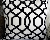 Designer Decorative Pillow Cover - Black and White  Velvet  Trellis - 20'  Square - Additional Colors Available