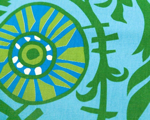 Home Dec Fabric Yardage - Suzani Vine - Grass Green, Blue, Turquoise Premeir Prints -  - 1 Yard