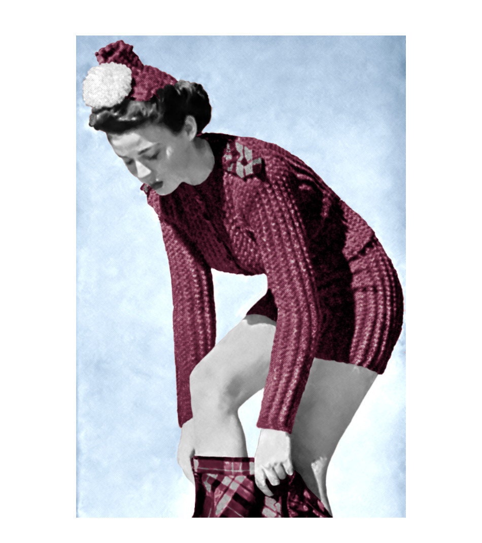 Vintage Knitting Pattern 1940s Tap Pants Cropped Jacket Ice Skating Shorts PDF