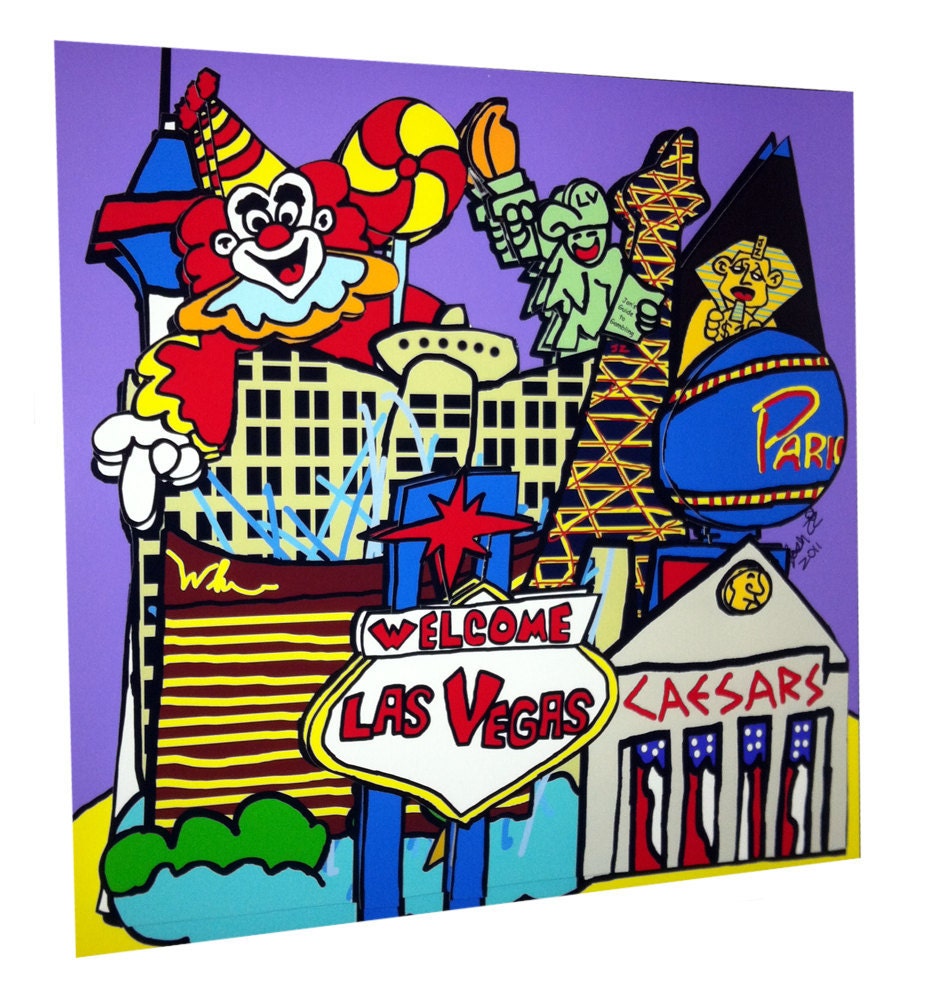 Las Vegas Pop Art Vegas Strip Casino 3D Artwork Print Gambling Poker Chip