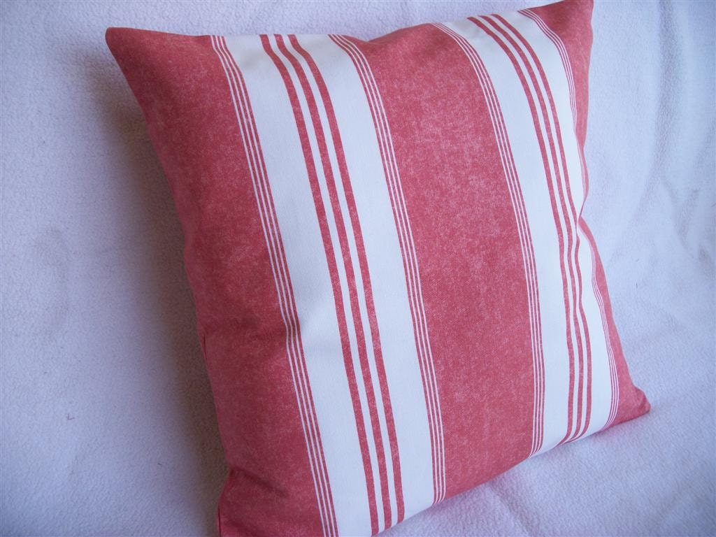 Coral Stripe Pillow Cover 16 x 16