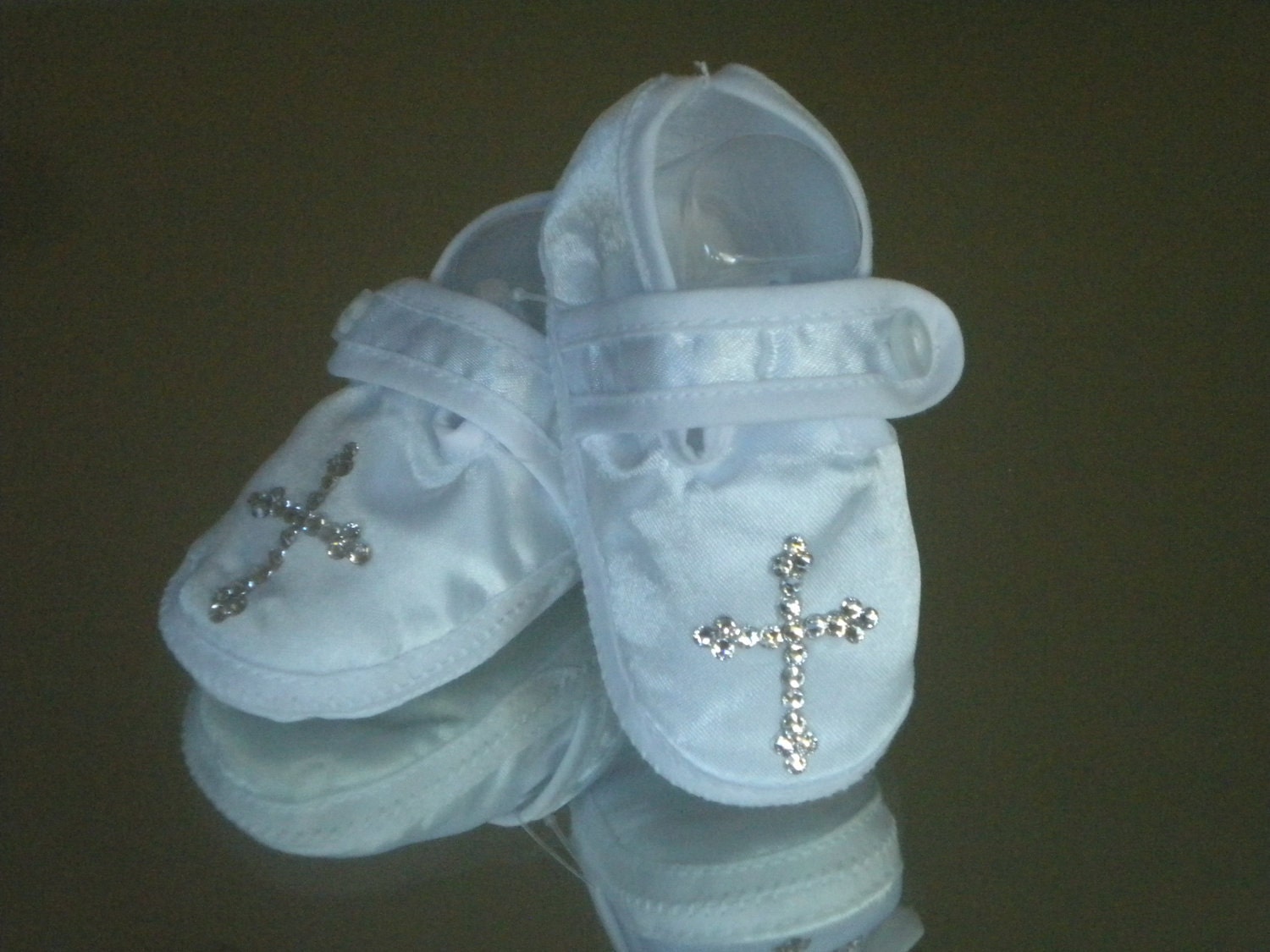 Bling Rhinestone Cross Baby Shoes for Baptism / Christening / Dedication