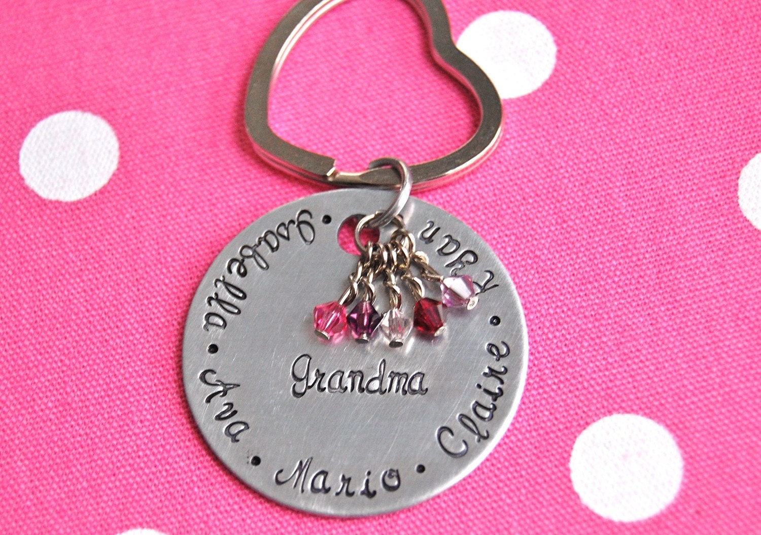 Mom / grandma keychain personalized with names and birthstone crystals