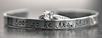 Soon to be Mrs. (any name here) bride, custom SKINNY hand stamped cuff bracelet